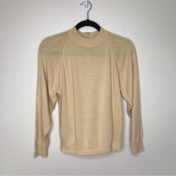 Vintage Hampshire Studio Mock Turtleneck Zip Back Sweater Yellow Gold Women PM - Picture 10 of 11
